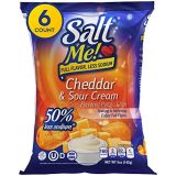 SaltMe! Cheddar & Sour Cream Better For You Potato Chips - 6ct 5oz Bags - 50% Less Sodium, Kosher, Healthier Snack Pack- Best Full Flavor, Non-GMO, Gluten Free - Less Sodium, Same