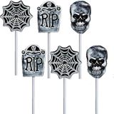 Snack Fun Halloween-Themed Spooky Lollipops (12 Pack) Great for Halloween Goody Bag Fillers | Spider Web Skull RIP Lollipop Suckers