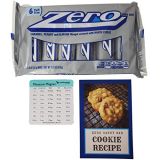 Generic 6-pack Full Size Zero White Fudge Almond Peanut Carmel Candy Bars With Cookie Recipe and Measure Magnet Bundle
