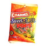 Charms Sweet N Sour Pops Lollipops, 3.85 oz Bag