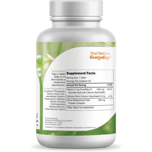  Zahler Pureway C 1000mg, Advanced Vitamin C Supplement, Certified Kosher, 90 Tablets