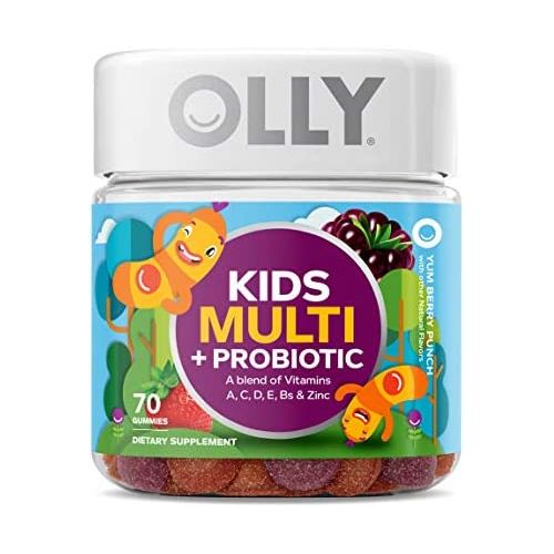  OLLY Kids Multivitamin + Probiotic Gummy, Digestive and Immune Support, Vitamins A, D, C, E, B, Zinc, Chewable Supplement, Berry, 35 Day Supply - 70 Count