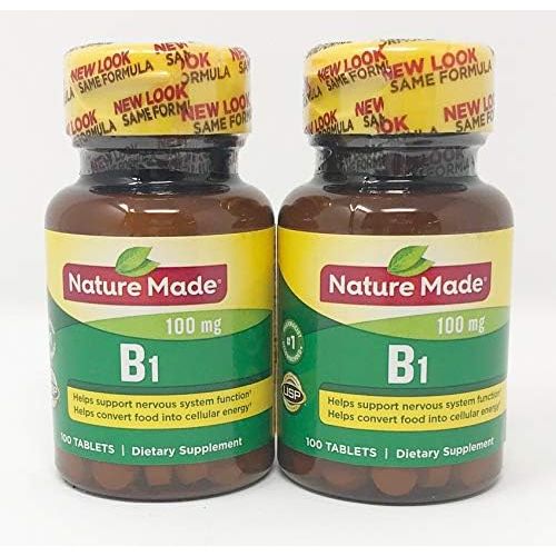  Nature Made Vitamin B-1 100 mg Tablets - 100 ct, Pack of 2