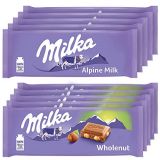 Milka European Chocolate Bars Variety Pack, Alpine Milk Chocolate & Wholenut Hazelnut Chocolate, Easter Chocolate, 10 - 3.52 oz Bars