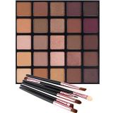 Matte and Shimmer Eyeshadow Palette, Vodisa 25 Smoky Warm Color Eye Shadows Glitter Makeup Kit Make Up Brushes Set Nature Nude Earth Tone Waterproof Beauty Cosmetics High Pigment P