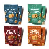 ParmCrisps 8 Count Variety Pack | 1.75oz Original Parmesan, Cheddar, Sour Cream & Onion, Pizza| Keto Gluten Free Snacks, 100% Cheese Crisps, Gluten Free, Sugar Free, Low Carb, Keto