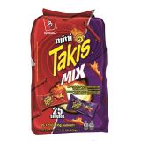 Barcel Mini Takis - Crunchy Rolled Tortilla Chips  Nitro and Fuego Flavor Mix, 25 Individual Snack Packs (1.2 oz)