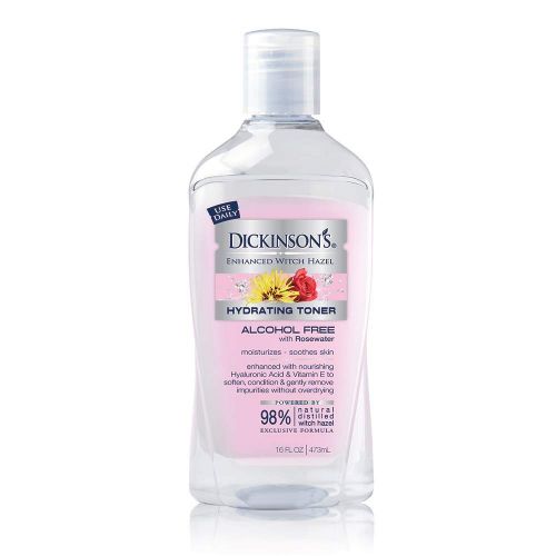  Dickinsons Enhanced Witch Hazel Hydrating Toner with Rosewater, Alcohol Free, 98% Natural Formula, 16 Fl. Oz.