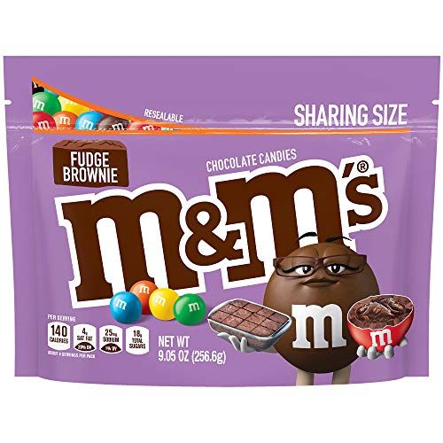  M&MS Fudge Brownie Sharing Size Chocolate Candy, 9.05 oz. Stand Up Bag (Pack of 8)