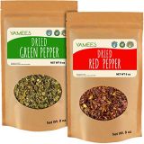 Yamees Dried Vegetables - Dried Red Bell Pepper and Dried Green Bell Pepper - Dehydrated Vegetables - 2 Pack of 8 Ounces Each