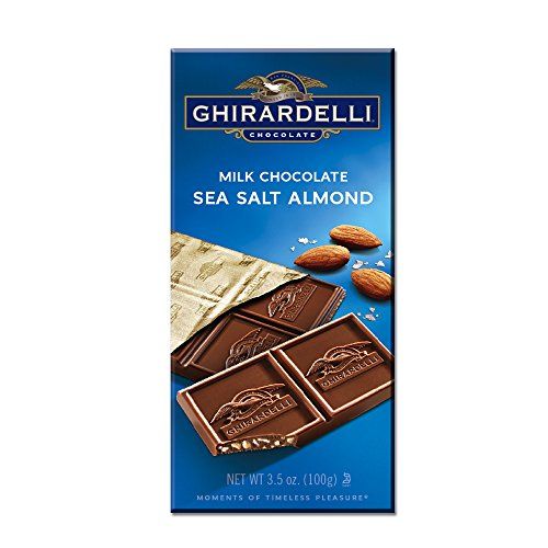  Ghirardelli Chocolate Gourmet Milk Bar, Sea Salt & Almonds Milk Chocolate, 3.5-Ounce Bars