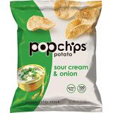 popchips, Potato Chips Single Serve 0.8 oz Bags Sour Cream and Onion, 19.2 Ounce, (Pack of 24) (F-AR-77700)