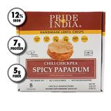 Pride Of India - Spicy Chickpea Masala Papadum Lentil Crisp, 10 count (3.53oz - 100gm) - Microwaveable Instant Chips, Gluten-Free Vegan Crackers, Healthy Protein, Fiber & Iron Rich