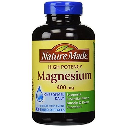  Nature Made High Potency Magnesium 400 mg - 150 Liquid Softgels,(Pack of 2)