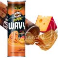Pringles Wavy, Potato Crisps Chips, Applewood Smoked Cheddar, 4.8 oz (Pack of 2)