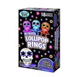 Flix Candy Halloween Day of the Dead Sugar Skull Lollipop Rings, Box of 18