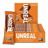 UNREAL Dark Chocolate Caramel Peanut Nougat Bars Snack Size | Non-GMO, Less Sugar, Fair Trade | 12 Pack