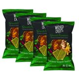 Baked Veggie Chips, Wicked Crisps - Spinach And Parmesan Cheese, Healthy Snack, Gluten-free, Low-fat, Non-GMO, Kosher, Gourmet Savory Crisps, All Natural, 4oz Bag (4 Pack)