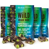 Wiild Dark Chocolate Bark with Real Veggies | Minty Peas + Sunflower Seeds | 70% Organic Dark Chocolate | Gluten-free Non-GMO Vegan Bites | 1 oz. bag, 4 pack
