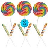 Bottles N Bags 24 Swirl Lollipops Rainbow Easter Candy Variety Pack | 12 Twisty Pops and 12 Large Swirl Suckers 3 Diameter- Individually Wrapped, Great Party Favors In Bulk for Easter Baskets