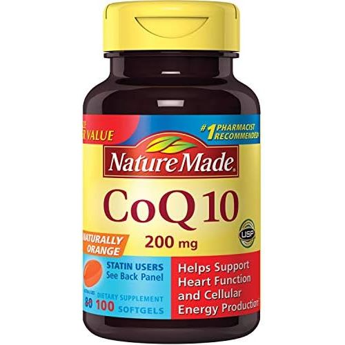  Nature Made CoQ10 200 mg, Dietary Supplement for Heart Health and Cellular Energy Production, 100 Softgels, 100 Day Supply