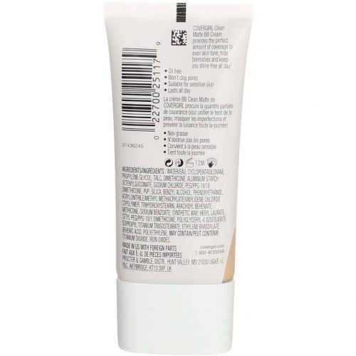  COVERGIRL Clean Matte BB Cream For Oily Skin, Fair 510, (Packaging May Vary) Water-Based Oil-Free Matte Finish BB Cream, 1 Fl Oz (1 Count)