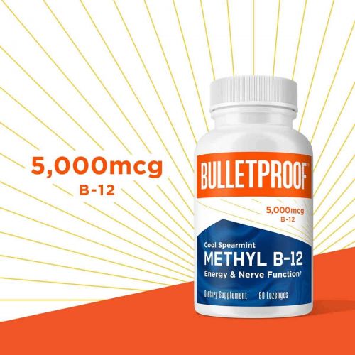  Bulletproof Cool Spearmint Methyl B-12 Lozenges, 60 Count, Supplement for Energy and Nerve Function