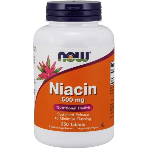  NOW Supplements, Niacin (Vitamin B-3) 500 mg, Sustained Release, Nutritional Health, 250 Tablets