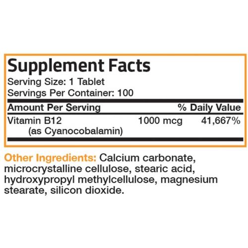  Bronson Vitamin B12 1000 Mcg (B12 Vitamin As Cyanocobalamin) Sustained Release Premium Non GMO Tablets - Supports Nervous System, Healthy Brain Function and Energy Production  100 Count