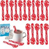 4Es Novelty 24 Peppermint Candy Cane Spoons Individually Wrapped - And 2 Mini Bags Marshmallows