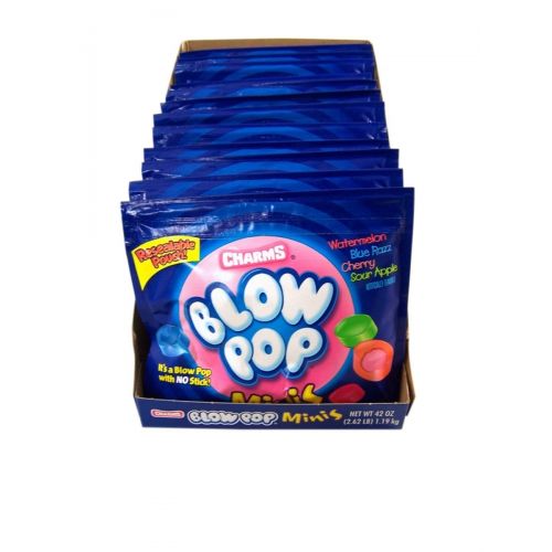  Blow Pops Lollipops Charms Blow Pops Minis Candy, 3.5 oz Resealable Pouch, Case of 12