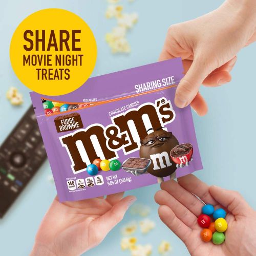  M&MS Fudge Brownie Sharing Size Chocolate Candy, 9.05 oz. Stand Up Bag (Pack of 8)