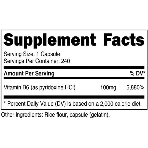  Nutricost Vitamin B6 (Pyridoxine HCl) 100mg, 240 Capsules