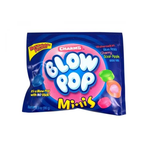  Blow Pops Lollipops Charms Blow Pops Minis Candy, 3.5 oz Resealable Pouch, Case of 12