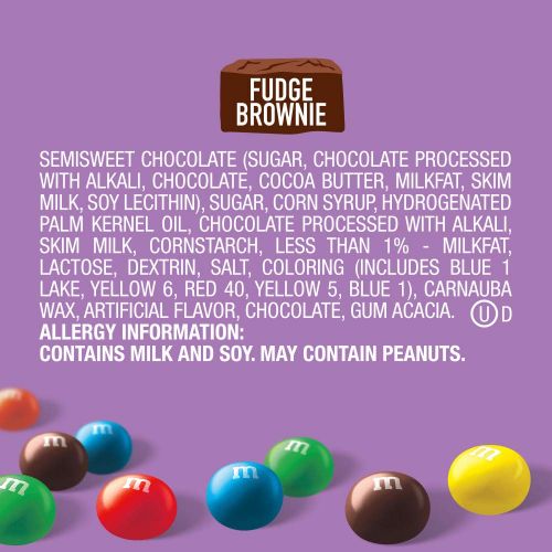  M&MS Fudge Brownie Singles Size Chocolate Candy, 1.41 oz. 24-Count Box