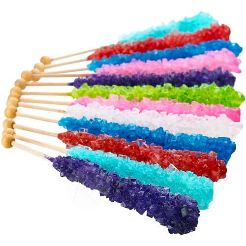  Kicko 6.5 Inch Crystal Rock Candy Stick - 1 Bag of Fruit-Flavored Lollipops for Party Favors, Cake Decorations, Novelty Supplies or Treats for Halloween, Christmas, Baby Showers, G