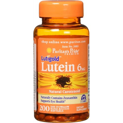  Puritans Pride Lutein 6 Mg With Zeaxanthin Softgels, 100 Count