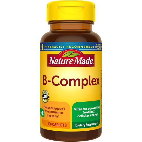  Nature Made B Complex With Vitamin C, Dietary Supplement for Immune System Support, 100 Caplets, 100 Day Supply