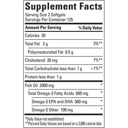  Nature Made Fish Oil 1000 mg, 250 Softgels Value Size, Omega 3 Supplement For Heart Health