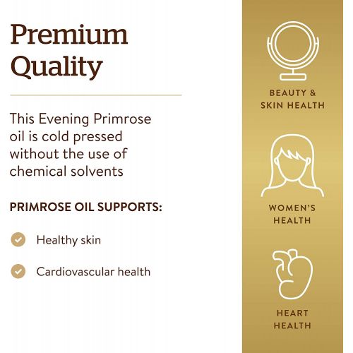  Solgar Evening Primrose Oil 500 mg, 180 Softgels - Promotes Healthy Skin & Cardiovascular Health - Nutritional Support for Women - Gluten Free, Dairy Free - 180 Servings