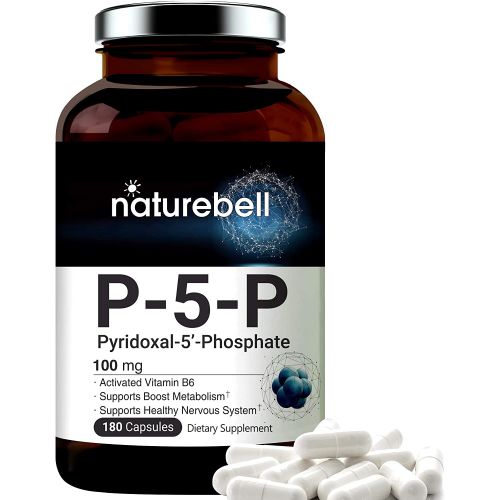  NatureBell P5P Vitamin as Pyridoxal 5 Phosphate 100mg, 180 Capsules, Activated P5P Vitamin B6 Supplements, Support Brain Health & Memory Function, No GMOs