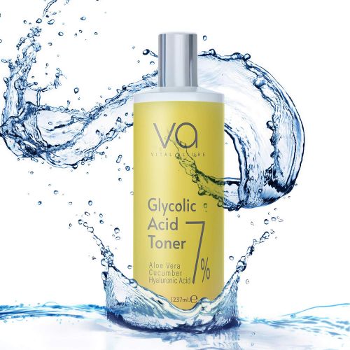  Vital Allure Glycolic Acid Toner For Face - Anti Aging, Pore Minimizer, Exfoliating Toner For Glowing Skin - With Aloe Vera Gel, Cucumber, Hyaluronic Acid -Alcohol Free Toner - For