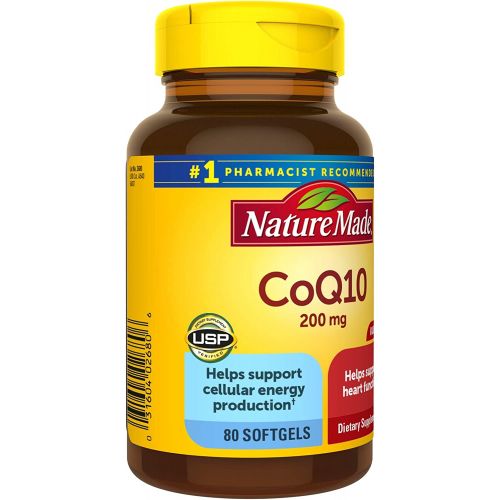 Nature Made CoQ10 200 mg, Dietary Supplement for Heart Health Support, 80 Softgels, 80 Day Supply