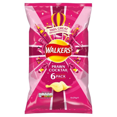  Walkers (Crisps, Snacks & Dips) Walkers Crisps - Prawn Cocktail (6x25g)