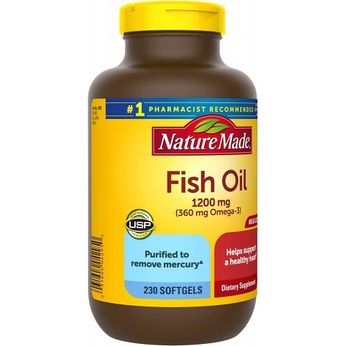  Nature Made Fish Oil 1200 mg Softgels, Fish Oil Supplements, Omega 3 Fish Oil for Healthy Heart Support, Omega 3 Supplement with 230 Softgels, 115 Day Supply