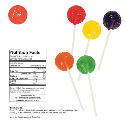  Kicko Assorted Colorful Lollipops - Pack of 140 Citrus Hard Candy Suckers for Party Favors, Cake Decorations, Novelty Supplies or Treats for Halloween, Christmas, Baby Showers