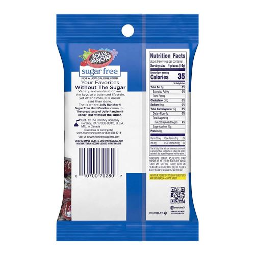  JOLLY RANCHER Hard Candy, Assorted Flavors, Sugar-Free, 3.6 Ounce Bag (Pack of 12)