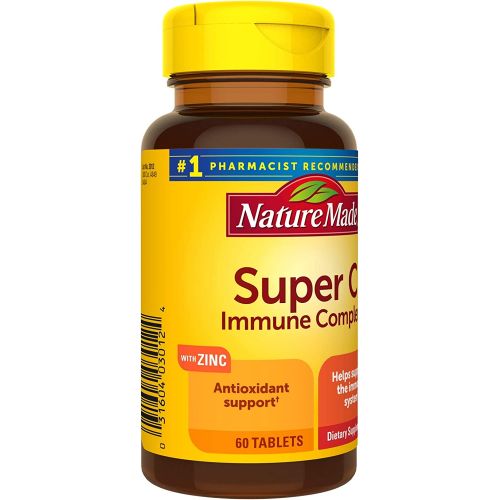  Nature Made Super C with Vitamin D3 and Zinc, Dietary Supplement for Immune Support, 60 Tablets, 60 Day Supply