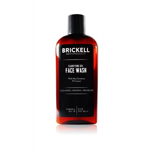  Brickell Men's Products Brickell Mens Clarifying Gel Face Wash for Men, Natural and Organic Rich Foaming Daily Facial Cleanser Formulated With Geranium, Coconut and Aloe, 2 Ounce, Scented