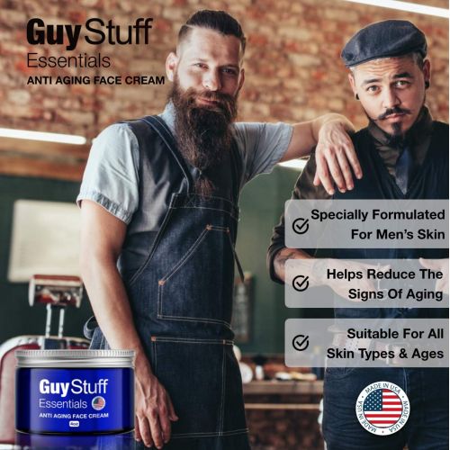  Anti Aging Face Cream for Men - Mens Facial Moisturizer - Anti Wrinkle Lotion - Clinically Proven Natural and Organic Skincare - Made in the USA by Guy Stuff Essentials
